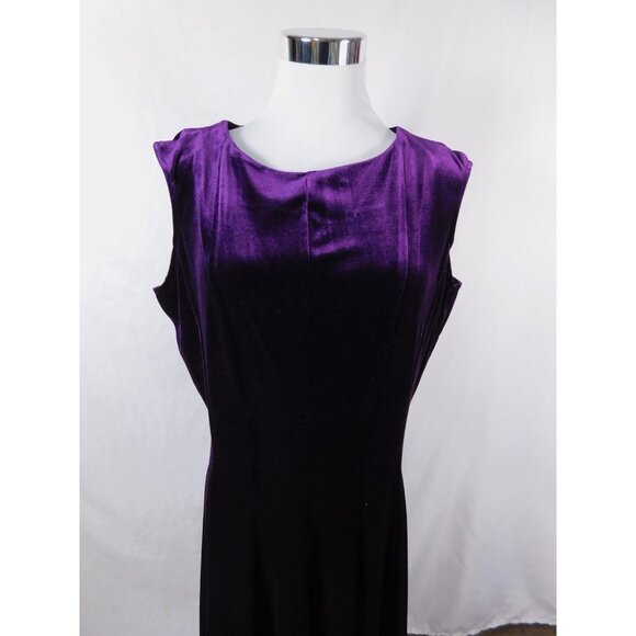 Danny & Nicole Medium Purple Velvet A-Line Dress Glam Witch - Picture 3 of 12